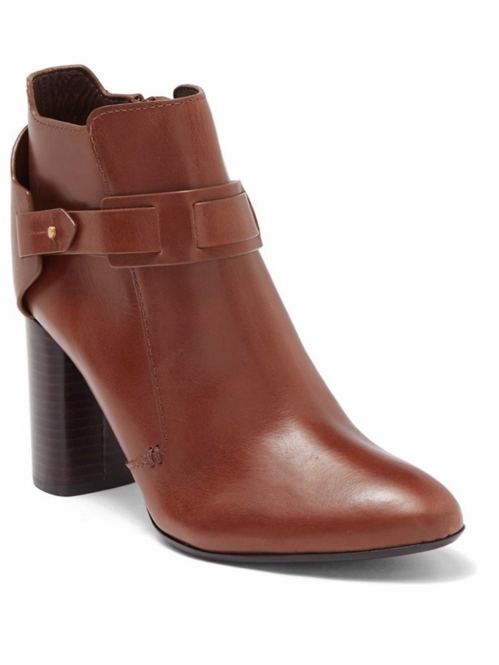 Tory Burch Chestnut Leather Ankle Boot with Block Heel